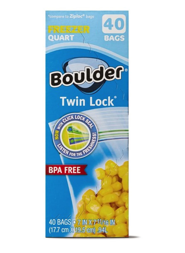 Boulder Quart Freezer Twin Lock Bags 40 pcs